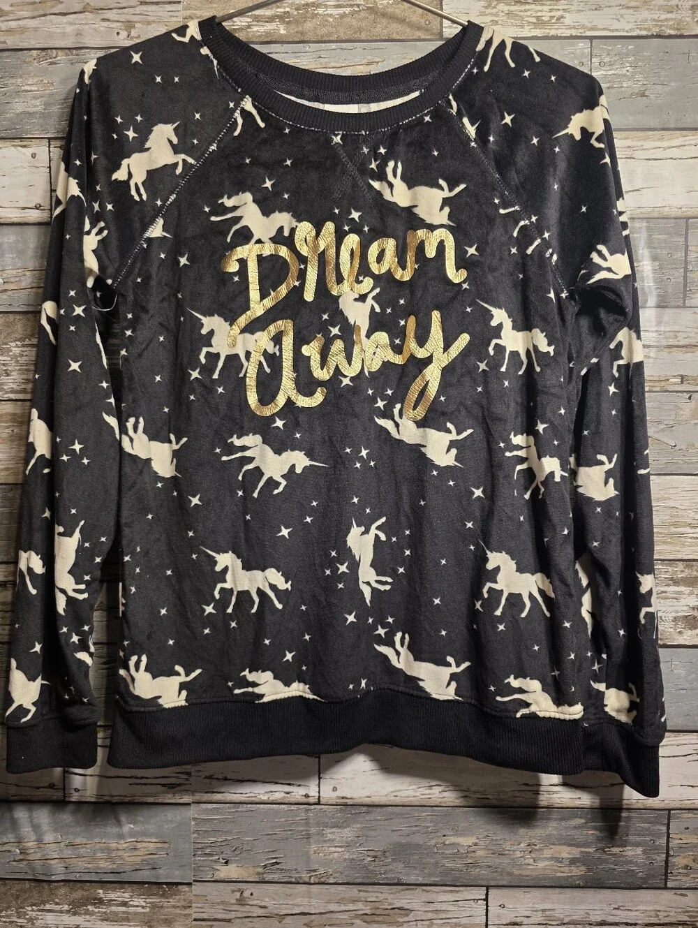 Cat & Jack Black Unicorn Print Pajama Top with Gold Script